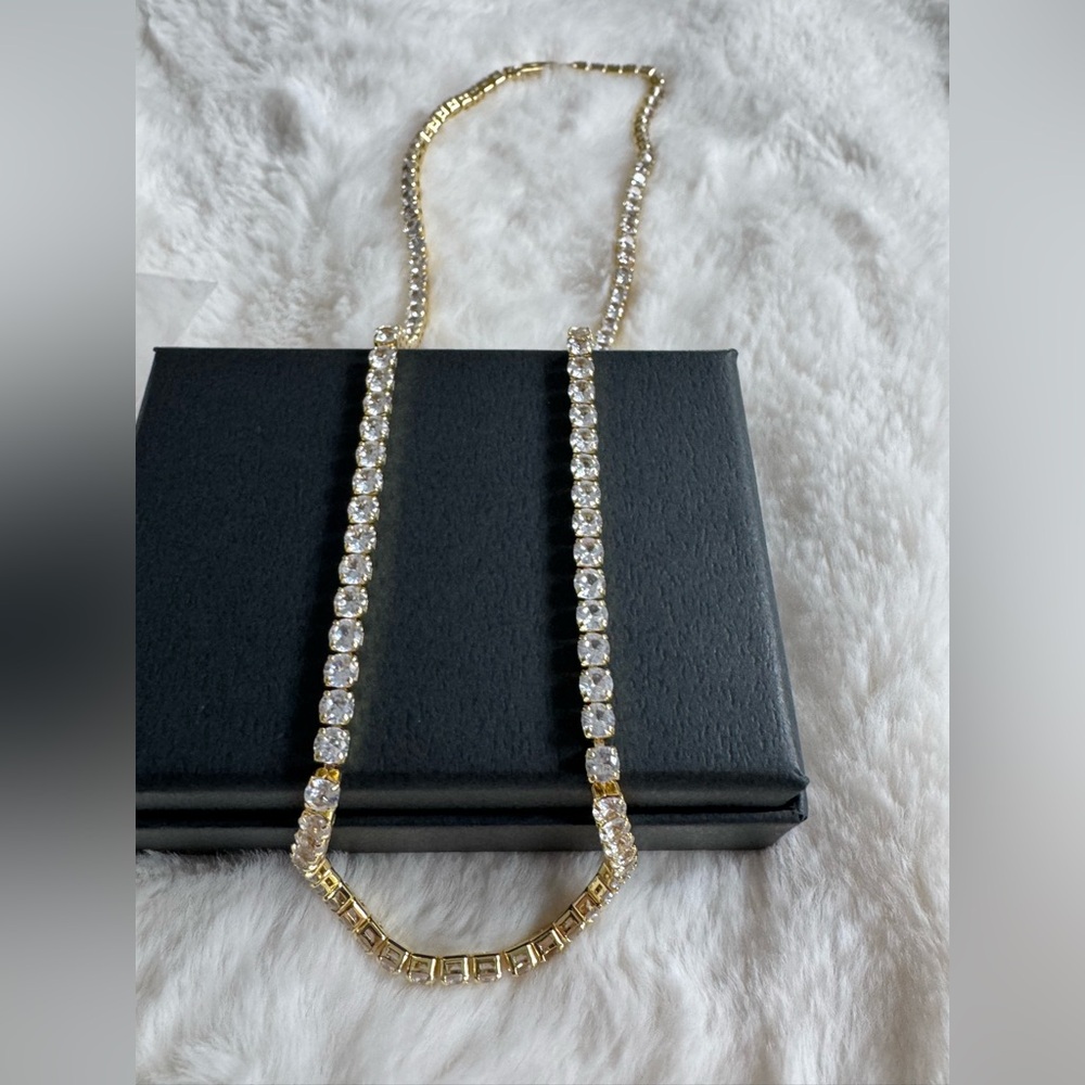 ✨ Dubai Gold Filled Tennis Chain Necklace | 18” | 4–5mm | Iced CZ | Luxury Shine